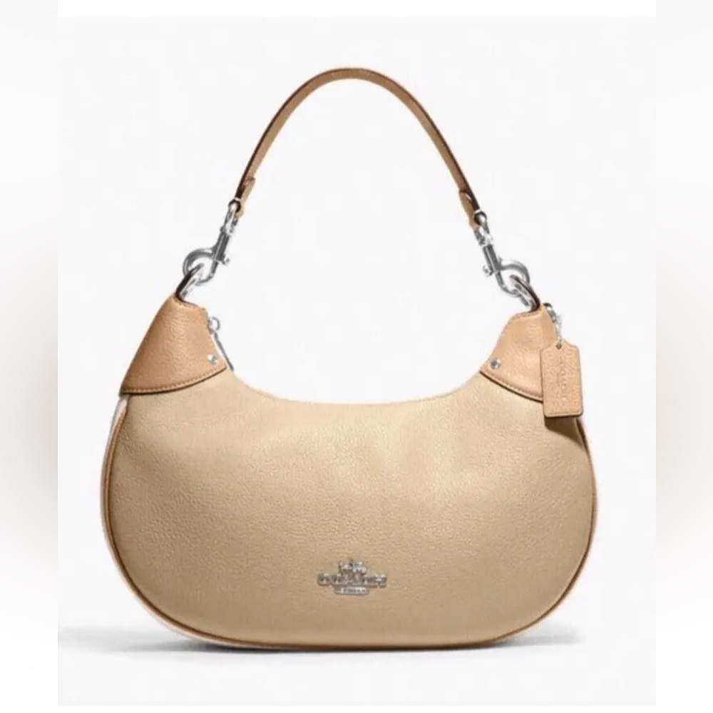 New Coach CH508 Mara Hobo Pebble Leather Shoulder bag Sandy Beige Multi
